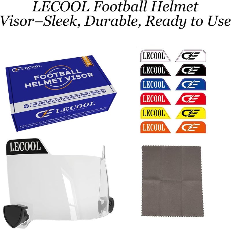 LeCool Football Visor – 3D Curved Lens Technology, Wide Field Vision, Fits Youth & Adult Helmets - Image 4